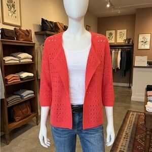 Kim Rogers Coral Open-Front Cardigan